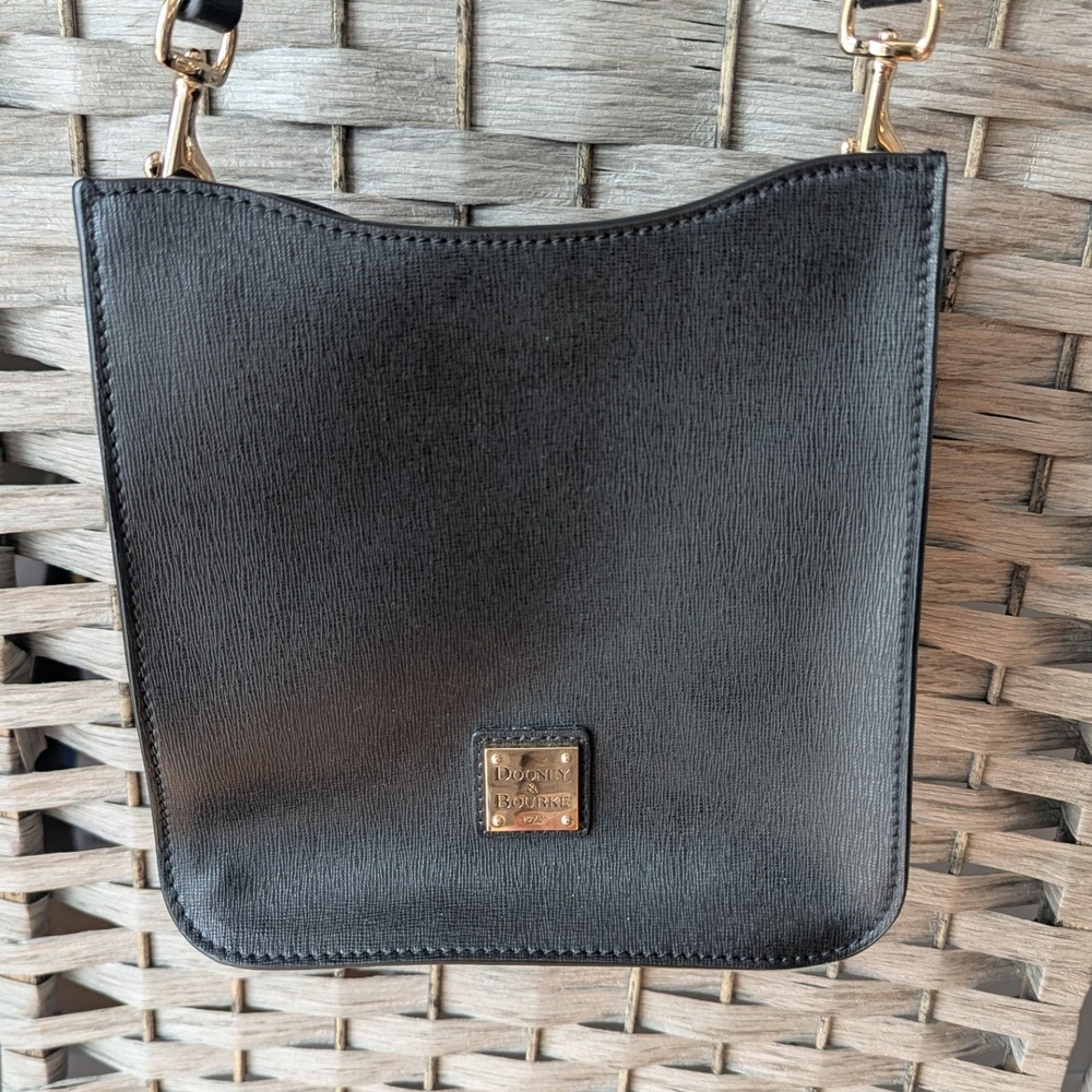 Dooney & Bourke Letter Carrier Crossbody Bag Black Saffiano Leather Minimalist
